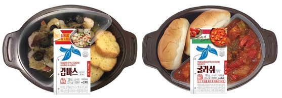 이마트24에서 6일 판매를 시작한 감바스알하이요(좌)와 굴라쉬 제품. [사진 이마트24]