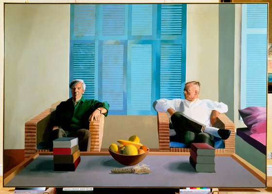 '크리스 이셔우드와 돈 바카디'(Christopher Isherwood and Don Bachardy, 1968, Acrylic on canvas, 83 1/2" x 119 1/2", ⓒ David Hockney) [사진 그린나래미디어]