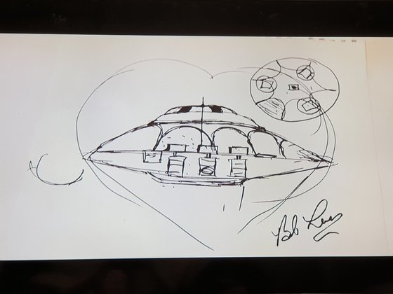 밥 라자르가 봤다는 외계인 비행접시. 다큐멘터리에서 그가 집접 스케치북에서 그리면서 작동 원리를 설명했다. [사진 넷플릭스 캡처]