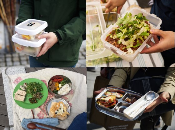 마르쉐에서는 일회용품과 소모품을 줄이고 다회용 그릇을 사용하는 손님들을 쉽게 만나 볼 수 있다. [사진 농부시장 마르쉐]