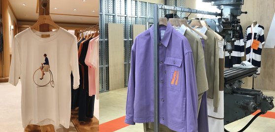 내년 1월1부터 선보이게 될 빈폴의 새로운 옷들. 왼쪽은 빈폴 레이디스 티셔츠, 오른쪽은 스트리트 라인 '890311'이다. 윤경희 기자