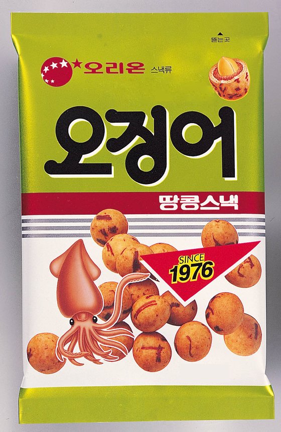1987년 당시 오징어땅콩의 제품 이미지. [사진 오리온]