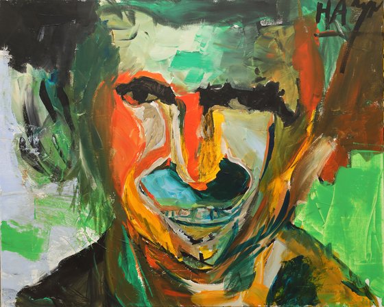 지난 2017년 그린 찰리 채플린. 하민이는 이 그림에 대해 "손이 붓따라 붓따라 갔어요. 내 느낌대로, 내 마음대로 붓따라 손이 갔어요. 그러고 나서 멀리서 보니 찰리 채플린이 웃고 있었어요"라고 말했다. [사진 김민주]