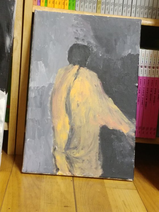 아빠의 뒷모습을 누드화로 그렸다. [사진 김민주]