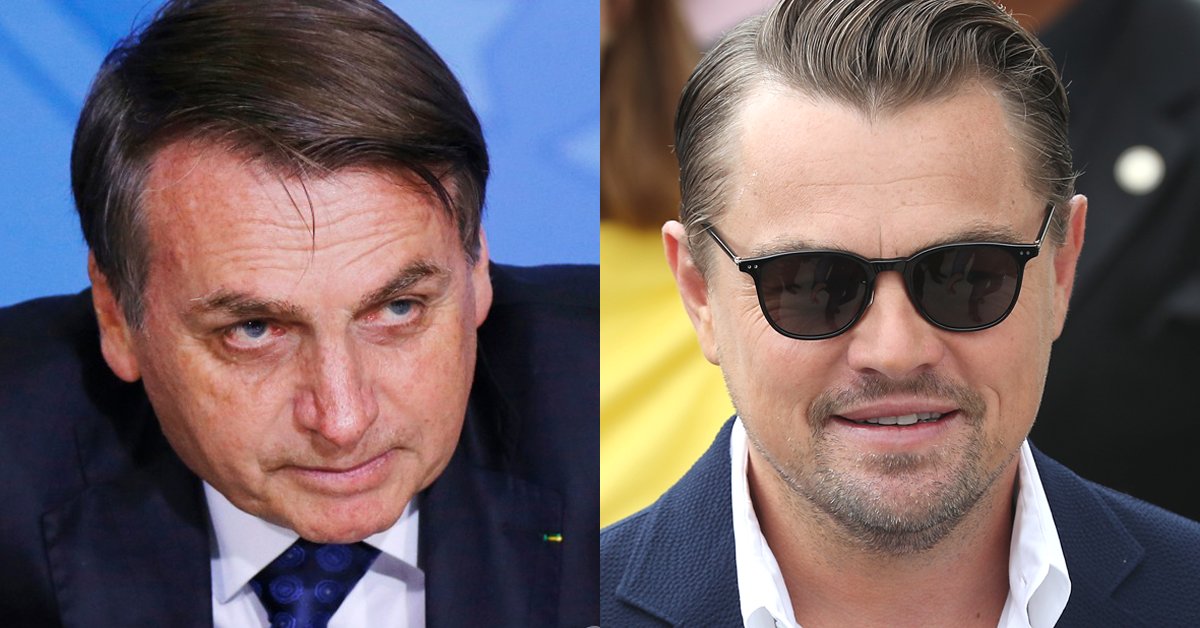 자이르 보우소나루 브라질 대통령(왼쪽)과 할리우드 배우 레오나르도 디카프리오. [로이터=연합뉴스, 일간스포츠]