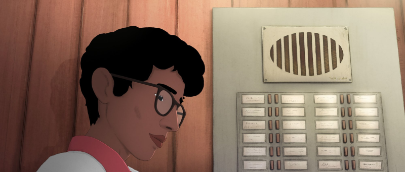 나우펠은 피자배달을 하던 중 우연히 35층에 사는 가브리엘과 인터폰을 통해 긴 대화를 나누게 된다. [사진 넷플릭스]