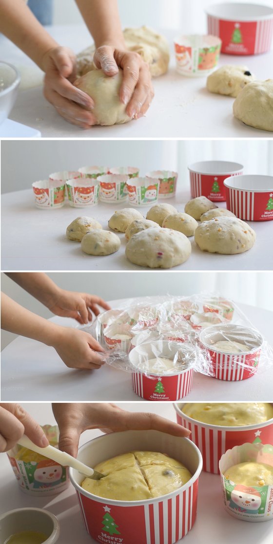 520g 13cm 틀 2개, 120g 8cm 틀 6개 분량의 파네토네가 완성된다. [사진 밀로 베이킹 스튜디오]