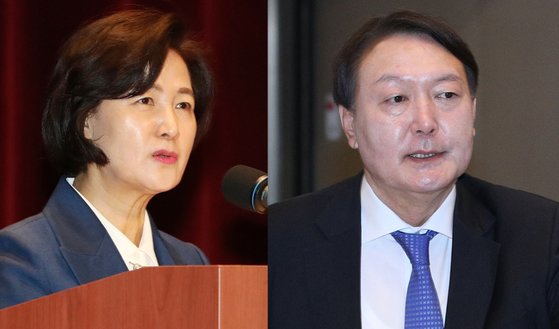 추미애(왼쪽) 법무부장관, 윤석열 검찰총장. [뉴스1]