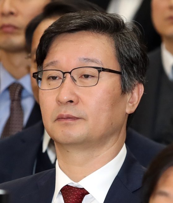 16일 확대간부회의에서 이성윤에게 반기를 들은 송경호 서울중앙지검 3차장의 모습. [연합뉴스]