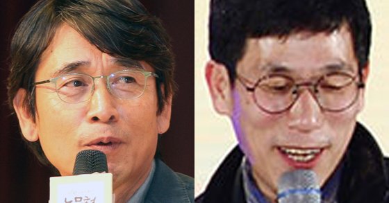 한때 진보 지식인의 대표 인사였던 유시민 노무현재단 이사장(왼쪽)과 진중권 전 동양대 교수. 잔 전 교수는 지난 22일 ‘보수 정당에서 세종대왕이 나와도 안 찍어’라고 발언한 유 이사장 관련 기사를 공유하면서 ’철이 없다“고 비판했다. 이처럼 한때 팟캐스트인 ‘노유진의 정치카페(노회찬-유시민-진중권)’에서 출연했던 두 사람은 요즘 공개설전을 벌이고 있다.[중앙포토]