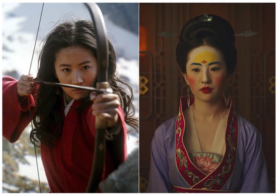 이번 신작 '뮬란'은 1998년 동명 디즈니 애니메이션의 실사판으로, 주인공 뮬란이 전통에 의해 강요받은 여성상을 벗어나 전장의 영웅으로 거듭나는 내용을 담았다. [AP=연합뉴스]