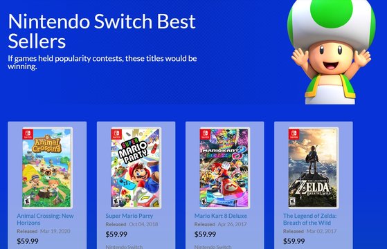 세계 최대 게임시장인 미국에서도 '모여봐요 동물의 숲'은 다운로드 게임 1위에 올라있다. [사진 미국 닌텐도 온라인 캡처]