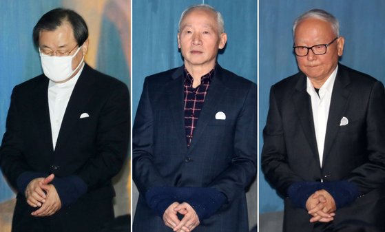 박근혜 정부시절 청와대 국정원 특활비 상납 혐의로 기소된 이병기(사진 왼쪽부터), 남재준, 이병호 전 국정원장 [뉴시스]