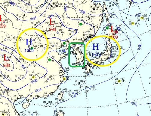 6월 17일 기압배치도. 자료 기상청