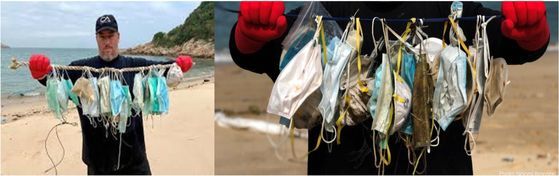 홍콩 앞바다를 오염시킨 마스크(논문에 게재된 오션스아시아 사진)