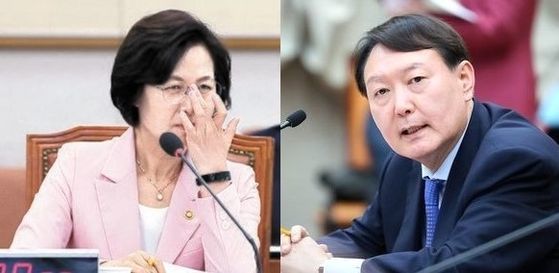 추미애 장관과 윤석열 검찰총장 [중앙포토·뉴시스]