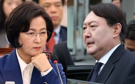 추미애(왼쪽) 법무부장관과 윤석열 검찰총장. 뉴스1