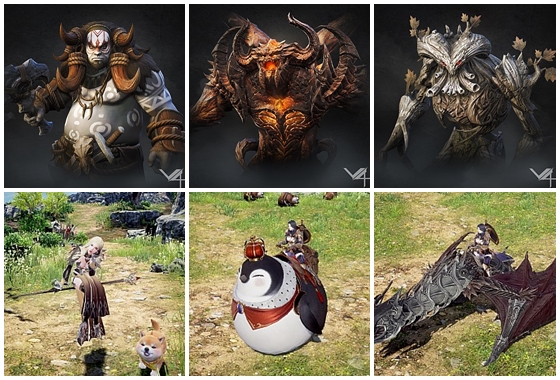 <사진=게임 속 몬스터(상)와 소환수 및 탈것>