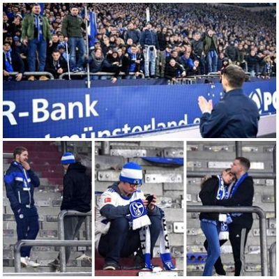 뒤셀도르프와의 경기가 끝난 뒤 테데스코 감독을 맞이하는 살케04 서포터즈.(위) 충격적인 패배에 실망을 감추지 못하는 샬케04의 서포터즈.(아래) 사진출처=슈포트아인스(Sport1)