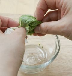 2. 다진 파슬리를 면보에 싸서 물에 헹궈 물기를 꼭 짠다.