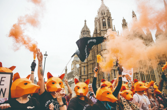 여우사냥 합법화 반대시위 [출처=러쉬 공식홈페이지]