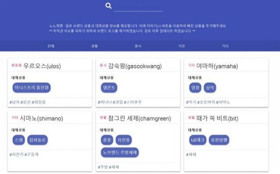 노노재팬 사이트 화면.사진=해당 사이트 캡처