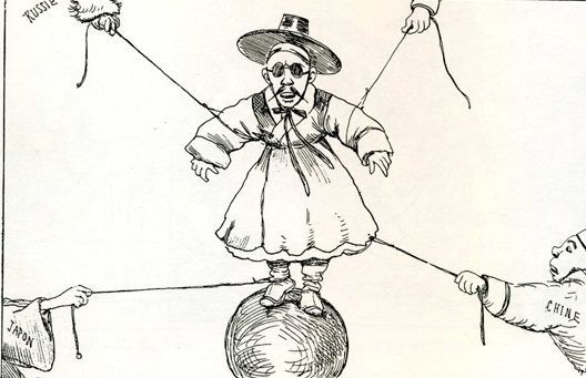 주변 열강에 시달리는 구한말 조선의 모습을 풍자한 그림(사진=위키피디아)
