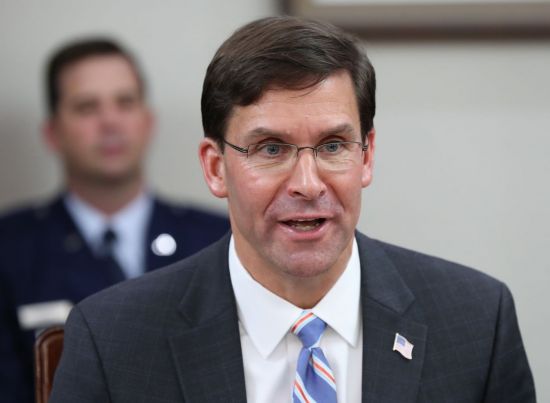 마크 에스퍼 미국 국방부 장관이 지난달 9일 오전 서울 용산구 국방부에서 열린 한미 국방장관 회담에서 인사말을 하고 있다. (사진=연합뉴스)