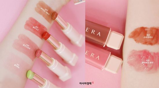 헤라 스파이시 누드 밤과 글로스의 발색 & 포뮬러 비교