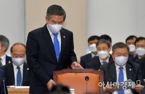 정경두 국방부 장관은 22일 국회 대정부 질문에서 더불어민주당 김한정 의원의 질의를 받고 "코로나19(신종 코로나바이러스 감염증) 때문에 여러 가지 여건이 어렵지만, 그런 부분을 다 고려해서 어떻게 하는 것이 최적의 방안인지 한미 간에 긴밀히 공조ㆍ협조하고 있다"고 덧붙였다.