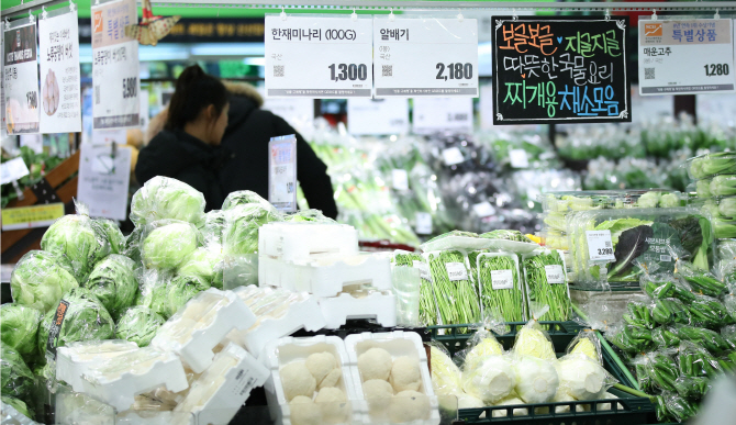 유류세 인하 효과로 12월 소비자물가 상승률이 5개월 만에 가장 낮아졌지만, 김장철에 따른 수요 증가로 농산물은 4개월째 10% 상승률을 이어갔다. 연합뉴스 제공