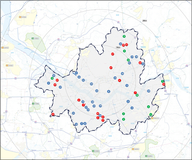 국토교통부가 1~3차 공급 계획을 통해 발표한 수도권 내 중소규모 택지 위치도.(국토부 제공)
