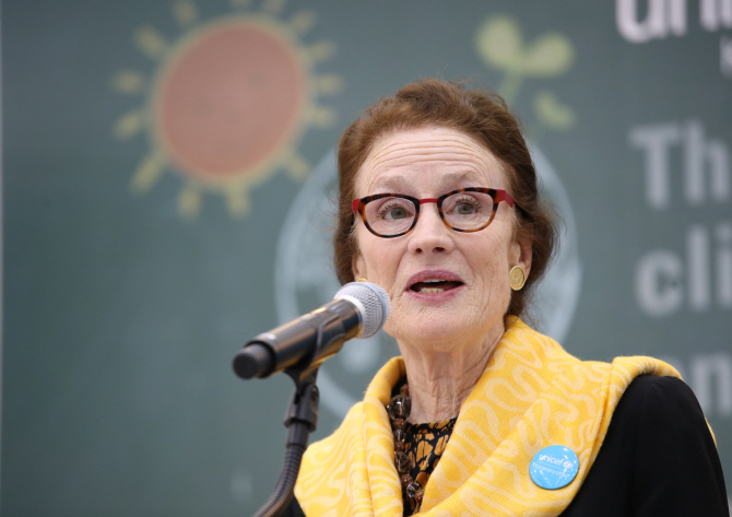 헨리에타 포어 유니세프 총재가 27일 서울 마포구 유니세프 어린이지구촌체험관에서 행사에서 인사말하고 있다. (사진=연합뉴스)