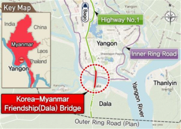 ‘한국-미얀마 우정의 다리’ 위치. 자료=국토교통부
