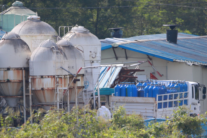 지난 9월 17일 경기도 파주시의 한 양돈농가에서 돼지 살처분 작업을 준비하고 있다. 연합뉴스 제공