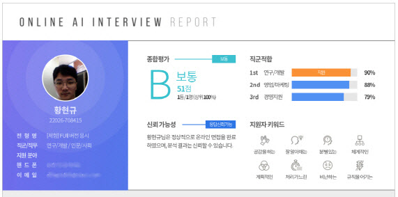 이데일리 기자가 2018년 10월 17일 진행한 AI면접 결과 보고서
