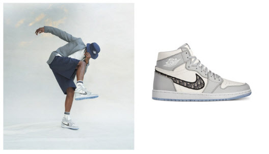 2020 가을 남성 패션쇼에서 공개된 디올와 나이키의 협업 제품 ‘에어 조던1 하이 오지 디올(Air Jordan 1 High OG Dior)’ 리미티드 에디션. 이 제품은 지난 4월 출시 예정이었지만 코로나19 사태로 인해 정식 발매일이 미뤄진 상태다. (사진=디올 공식홈페이지)