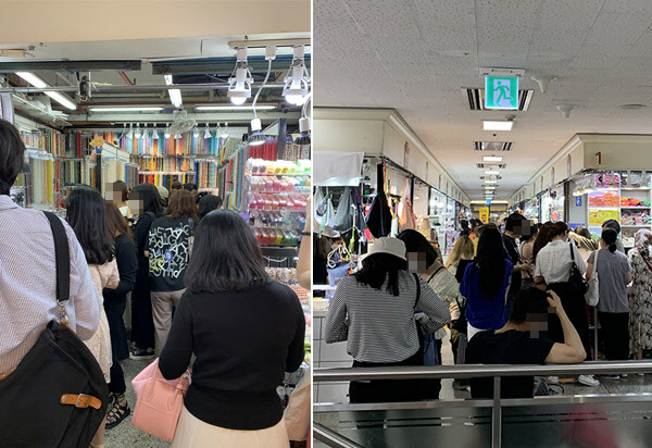 평일 오후 동대문종합상가에 부자재를 사기 위해 몰린 손님들. (사진=독자 제공)