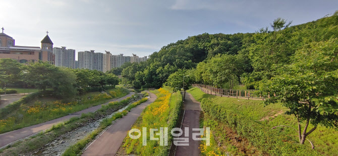 6월 초에 촬영한 남양주 진접지구 내 조성된 하천 산책로(사진=김용운 기자)
