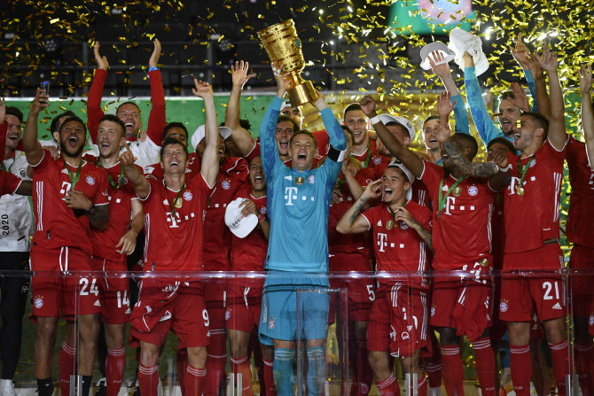 2019~2020시즌 독일축구협회(DFB) 포칼 우승을 차지한 바이에른 뮌헨. (사진=AFPBBNews)