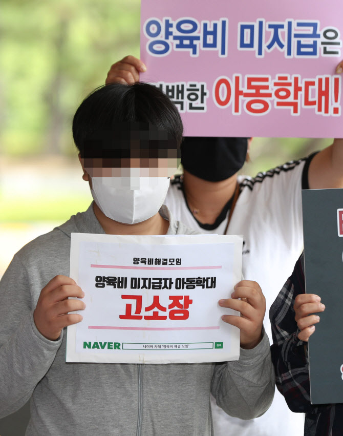 양육비 피해자인 중학교 1학년 학생 김모군이 7일 오후 서울 서초구 서울중앙지방검찰청에서 양육비해결모임의 ‘양육비 미지급 아동학대 고소 8차 접수’ 기자회견에 참석해 고소장을 들고 있다.(사진=뉴시스)