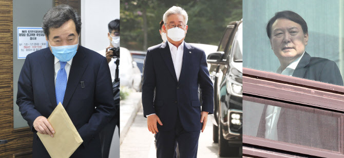 사진 왼쪽부터 이낙연 전 국무총리, 이재명 경기지사, 윤석열 검찰총장. (사진=연합뉴스)