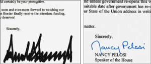 트럼프 사인(왼쪽), 펠로시 사인