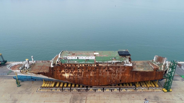 전남 목포 신항에 서있는 세월호의 모습. /연합뉴스