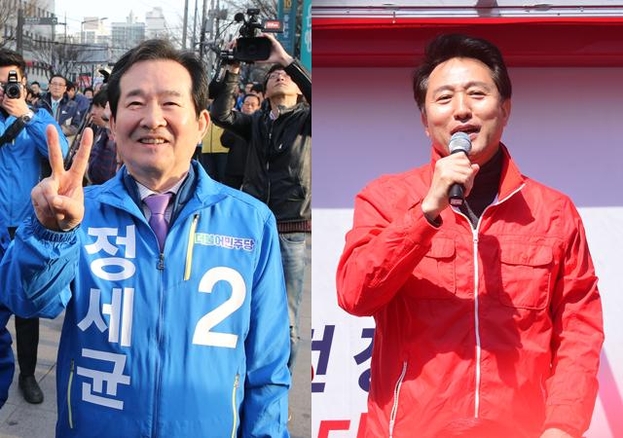 20대 총선 서울 종로 선거구에서 맞붙은 정세균(왼쪽) 국무총리와 오세훈 전 서울시장 /조선일보DB