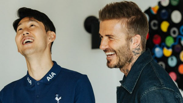 손흥민(왼쪽)과 데이비드 베컴./토트넘 인스타그램