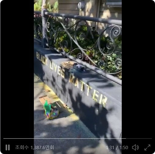 제임스 주아닐로씨가 자신의 집 담벼락에 쓴 '흑인의 생명은 소중하다' 문구./제임스 주아닐로 트위터