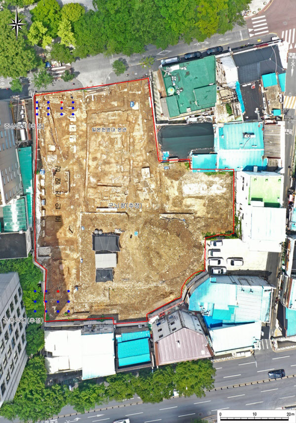 경상감영의 주 진입공간과 부속건물을 확인하기 위해 대구시가 경상감영의 한 부분을 차지했던 옛 대구경북�箕ッ� 자리에 실시한 발굴조사 현장 모습. /대구시