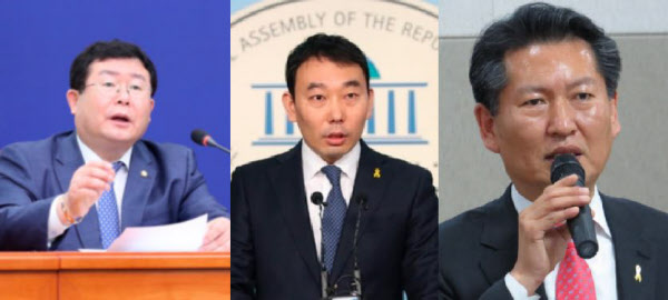 더불어민주당 설훈 최고위원, 김용민 의원, 정청래 의원(왼쪽부터)/연합뉴스
