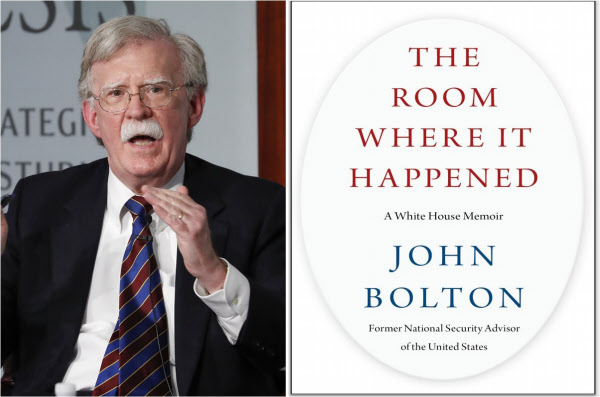존 볼턴 전 백악관 국가안보보좌관의 회고록 '그 일이 벌어진 방(The Room Where It Happened)'의 내용이 연일 미 정가와 세계 외교계를 흔들고 있다. 왼쪽은 2019년 9월 워싱턴의 한 싱크탱크 행사에서 발언 중인 볼턴의 모습./AP 뉴시스